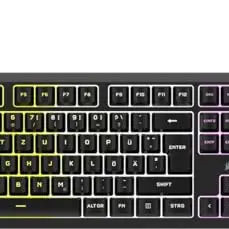 Corsair K55 CORE RGB Gaming-Tastatur – Leise, Reaktionsschnell – Spritzwassergeschützt – Zehn-Zonen-RGB – QWERTZ DE – Schwarz