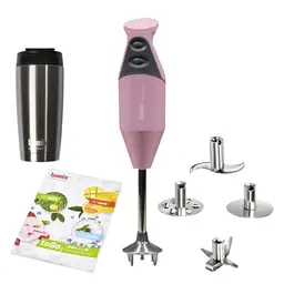 bamix Stabmixer-Set M200 toGO mit Multifunktionsmesser und 4 Aufsätzen – Pink