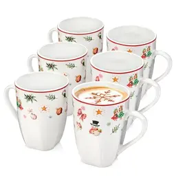 Kaffeetassen Set Bilgola Christmas Design, 6-teilig, spülmaschinenfest, 350 ml, für Kaffee & Tee