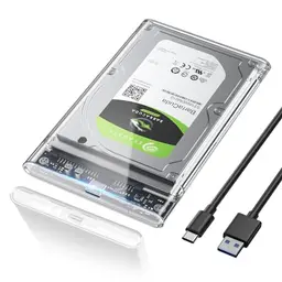 POSUGEAR 2,5 Zoll Externes Festplattengehäuse USB C 3.1 für SATA SSD/HDD mit UASP - Werkzeugfreie Montage