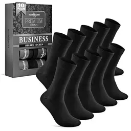 10 Paar Herren Socken Schwarz - Atmungsaktive Business Anzugsocken 43-46