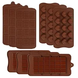 9er Set Silikon Schokoladenformen - Antihaft, BPA-frei für Schokolade, Gelee, Süßigkeiten und Eiswürfel