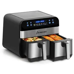 Panana Heißluftfritteuse mit 2 Frittierkörben, 8 Programme, 2400W, LED-Touchscreen