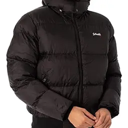 Schott NYC Unisex Chicago Daunenjacke mit Kapuze, Schwarz, Größe S
