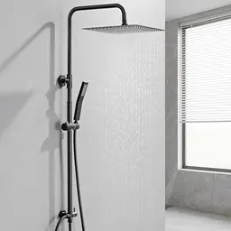 Auralum Regendusche Schwarz - Edelstahl Duschsystem mit 30x30cm Duschkopf, höhenverstellbar