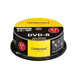 Intenso DVD-R 4,7 GB 16x bedruckbare Rohlinge, kratzfest, 25er Spindel