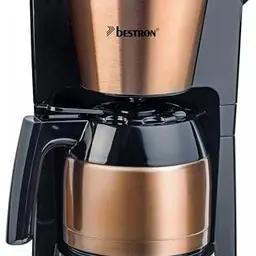 Bestron Kaffeemaschine für 8 Tassen mit Thermokanne, Permanent-Filter & Abschaltautomatik, 900 W, Kupfer