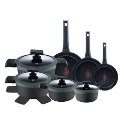 MasterPRO Gastro Reeco | 11-teiliges Set | Bratpfannen & Kochtöpfe | Recyceltes Aluminium | Antihaftbeschichtung