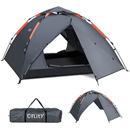 Cflity Camping Zelt für 3 Personen - Schnelles Pop Up Zelt, wasserdicht, für alle Jahreszeiten mit erweiterbarer Veranda