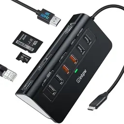 Intpw USB C Hub 10-in-1 Dockingstation mit 4K HDMI, 100W Power Delivery, Ethernet, USB 3.2, SD/TF Kartenleser, Aluminium für Windows/MacBook