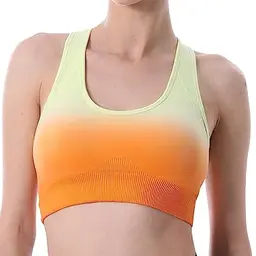 CLDFHX Damen Sport BH - Nahtlos, Comfy, Racerback, Mittelstarker Halt für Yoga, Joggen & Fitness, Mehrfarbig Orange, XL