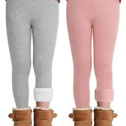 Ruisita 2er Pack Mädchen Thermoleggings mit Fleece - Hochbundige, warme Winterstrumpfhosen