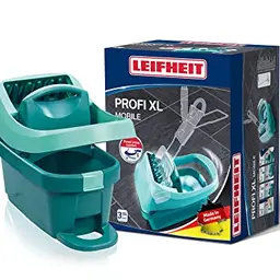 Leifheit Profi XL Wischtuchpresse mit Rollen und Tragegriff, für rückenschonendes Putzen, 8 Liter Eimer