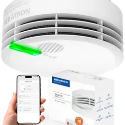 Hekatron Genius Plus Rauchmelder mit 10 Jahren Batterie, App-Unterstützt, Made in Germany, Testsieger, inkl. Klebepad, mehrsprachig, 1 Stück