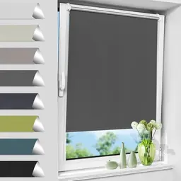 Allesin Verdunklungsrollo ohne Bohren, Dunkelgrau, B115 x H150 cm, Klemmrollo für Fenster & Tür