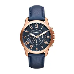 Fossil Grant Herren Uhr, Quarz-Chronograph, Blau, 44MM