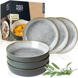 Moritz & Moritz TERRA Suppenteller grau, 6-tlg - 700 ml - Ideal für Suppen und Salate