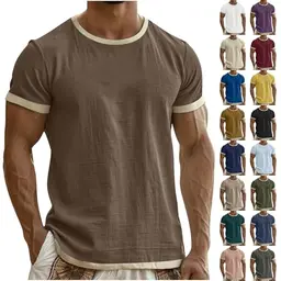 Herren Leinenoptik T-Shirt, Kurzarm, Sommer, Bequem, Atmungsaktiv, Lässiges Freizeit-Top für Strand & Urlaub