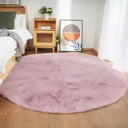 Ghouse Rundteppich 150 cm Rosa Flauschig Weich für Wohnzimmer und Schlafzimmer
