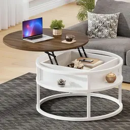 Runder Couchtisch mit Ablagefläche und verstecktem Fach für das Wohnzimmer
