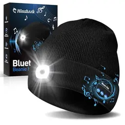 Hinshark Bluetooth Mütze mit LED Licht – Lustiges Geschenk für Männer und Frauen, ideal für Valentinstag und Geburtstagsgeschenke