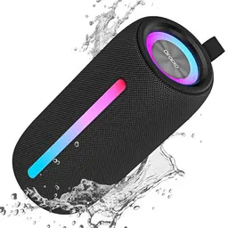 Oraolo Bluetooth Lautsprecher mit RGB Lichtshow, wasserdicht und tragbar für Zuhause und Party, 10 Stunden Akkulaufzeit