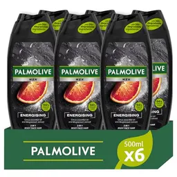 Palmolive Men Energizing 3 in 1 500 ml mit ätherischem Zitronenöl & Magnesium für Körper, Gesicht & Haare