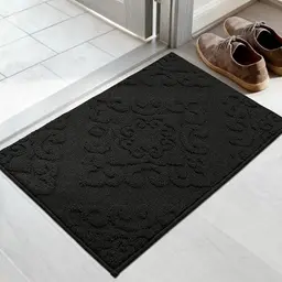 COSY HOMEER Schmutzfangmatte 50 x 80 cm, waschbare und rutschfeste Fußmatte für den Eingangsbereich, Schwarz