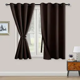 XWZO Verdunklungsvorhänge mit Ösen, 2 Stück, Lichtundurchlässig für Schlafzimmer und Wohnzimmer, 138x132 cm, Braun