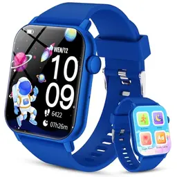 Taopodo 1,8" Smartwatch für Kinder, IP68, mit Herzfrequenz und Schlafmonitor, für iOS und Android, Tiefblau