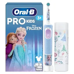 Oral-B Pro Kids Frozen Elektrische Zahnbürste für Kinder ab 3 Jahren - Blau/Lila mit Reise-Etui und 2 Putzmodi