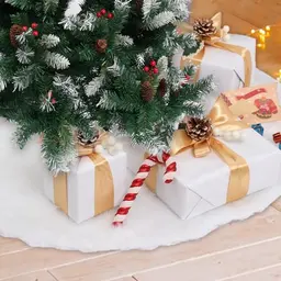 Runde Weihnachtsbaumdecke aus Plüsch, 36 Zoll, weiß, für festliche Dekoration