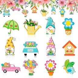 12 Holzanhänger Frühling - Bunte Deko für Ostern & Frühlingsbasteln