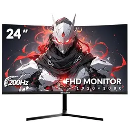 CRUA 24 Zoll Curved Gaming-Monitor 200 Hz, 1080P, 100% sRGB, FreeSync, G-Sync, rahmenlos, HDMI, DisplayPort