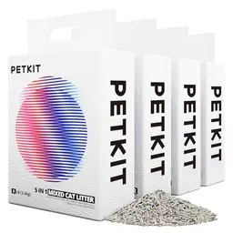 PETKIT 5 in 1 Tofu-Katzenstreu, Spülbar und Geruchsfrei, extrem saugfähig (4 Taschen)