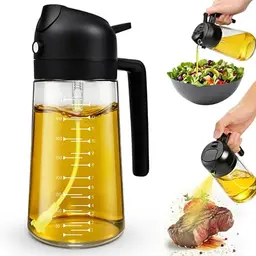 MRUN BONE 2-in-1 Ölsprüher für Speiseöl, 470ML Sprühflasche, zum Kochen, Grillen & Heißluftfritteuse
