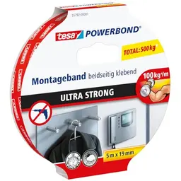 tesa Powerbond Ultra Strong Montageband, doppelseitig, extra stark, 5 m