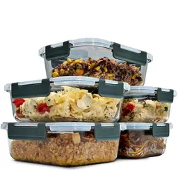 uandu Glasbehälter Set 5-teilig – BPA-freie Frischhaltedosen – für Spülmaschine, Mikrowelle & Gefrierfach geeignet