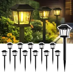 GIGALUMI 12er Set Solarlampen für den Außenbereich, Wasserdichte Gartenleuchten in Warmweiß