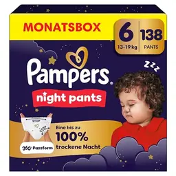 Pampers Night Pants Größe 6, 138 Windeln für zusätzlichen Schutz über Nacht