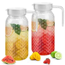 ADERTOS 2er Set Wasserkrug 1L - Acryl Karaffe mit Deckel und Griff für Getränke