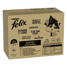 FELIX Katzenfutter in Gelee, Sorten-Mix, 120er Pack (120 x 85g)