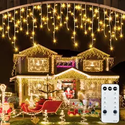 CGN Eisregen Lichterkette Außen 10M, 400 LED Weihnachtsbeleuchtung mit Fernbedienung, IP65 für Festlichkeiten