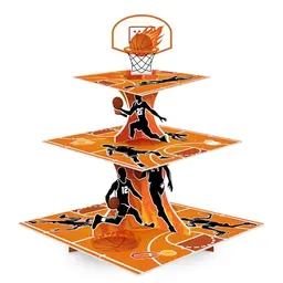 Huxolynifty 3-stöckiger Basketball Cupcake Ständer für Basketball-Partys