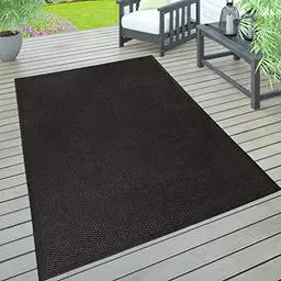 Wetterfester Outdoor Teppich für Garten, Terrasse & Balkon, 60x100 cm, Schwarz