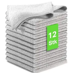 Kemes Mikrofaser Putztücher Set 12 Stück - Streifenfreie Reinigungstücher 30x30 cm (Grau)