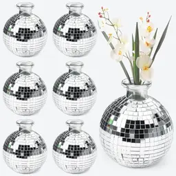 VGECEE 6er Set Disco Ball Vase - Deko Kugel Pflanzentopf für Tisch, Party und Hochzeit (3,5" x 4")
