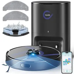 Vyzzle Saugroboter mit Wischfunktion, 10000Pa, Absaugstation, 3,5L, LiDAR, 180 Min Laufzeit, App, Tierhaare, Hartböden & Teppiche, Schwarz