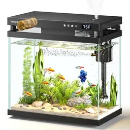Vehipa 8L Aquarium - Nano Fischtank Komplettset, Schwarz