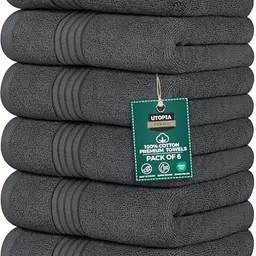 Utopia Premium Handtücher - Ultraweich und saugfähig, 41 x 71 cm, 6er-Pack, Grau